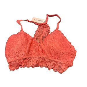 Women's Lace Racer Back Bralette - Blake & Co. Coral Medium